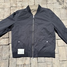 AllSaints Jacket Mens S Khaki Brown Reversible Bassett Bomber Zip Streetwear