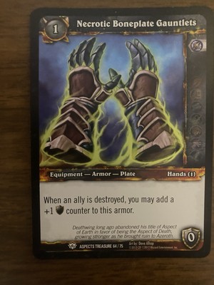 World of Warcraft TCG Necrotic Boneplate Gauntlets Foil Aspects Treasure 64/75