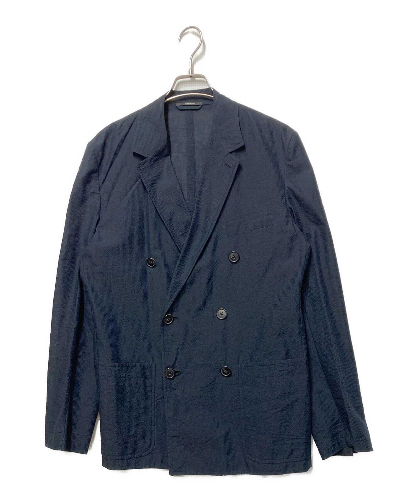 HERMÈS Giacca doppia HERMES Seersucker colore navy taglia:48