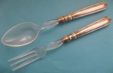 Antica Coppia di POSATE INSALATA stile Impero con Manico in  ARGENTO 800