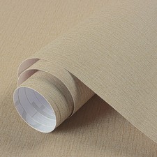 Livebor Grasscloth Peel and Stick Wallpaper Beige Brown Textured Contact Pape...