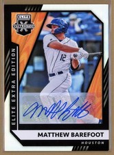 2021 Elite Extra Baseball Rookie Auto Matthew Barefoot No. 165