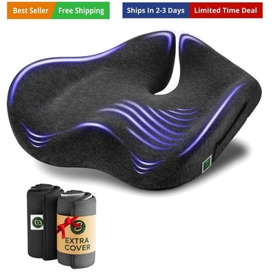 Extra Large Office Chair Cushion for Sciatica Pain Relief, Memory Foam Seat C...