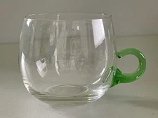 Vintage Sussmuth Blown Glass Punch Glasses w/ Applied Green Handle (2 3/4" H)