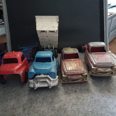 4 Vintage Hubley, Structo Toy Truck LOT Selling As-is For Restoration