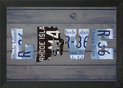Rhode Island State Love Lizenz Pla gerahmtes Wandbild Poster Leinwanddruck Bild
