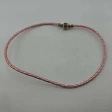 Pandora Pink Double Braided Leather Bracelet S925 ALE Sterling Silver Clasp 6