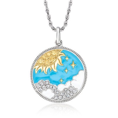 Ross-Simons WTpz & Citr Sun & Starry Ncklc w Multi Enam in Silver