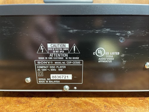 Sony CDP-CE500 5 Disc Changer USB Recorder CD Player Tested W/Remote - Picture 8 of 14