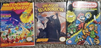 Vintage Nintendo X 3 Power/ Dragon Warrior Guide/ Sticker Activity Album