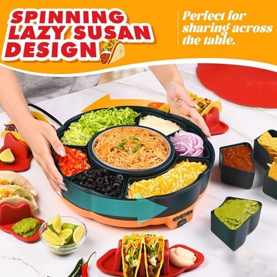 Kit Taco-Bar-Servierset, 360° drehbar, Premium, 6 herausnehmbare Tabletts,