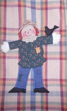 FALL SCARECROW Guest or KITCHEN TOWEL Applique Handmade Hand Made Crafted