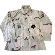 VTG USAF Air Force Desert Camo Combat Coat Jacket Military Patches Stripes Large