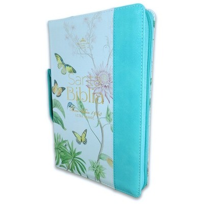 Biblia Letra Grande 12 puntos para Mujer RV1960 floral con indice, cierre y asa