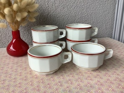 Art Deco Chauvigny Porzellan Bistro Tassen - Apilco Stil