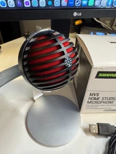 Shure MV5 Digital Condenser Microphone Silver USB w/Stand Excel Cond.