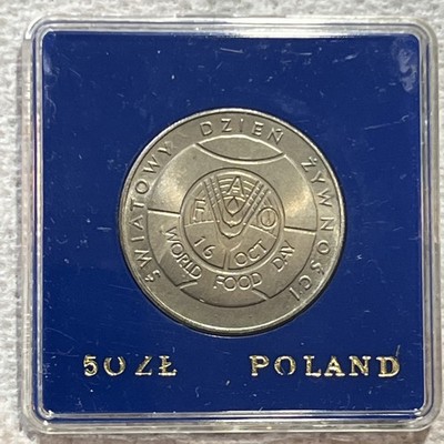 1981 Poland 50 zlotych Coin with Holder - F.A.O. World Food Day