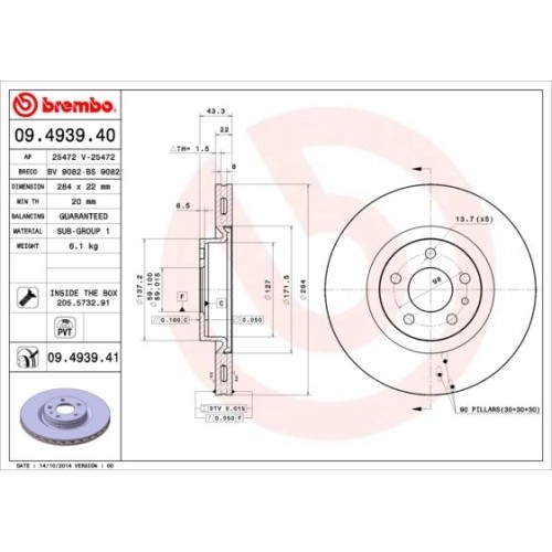2X Brembo Bremsscheibe Vorderachse Prime Line FüR Fiat-image