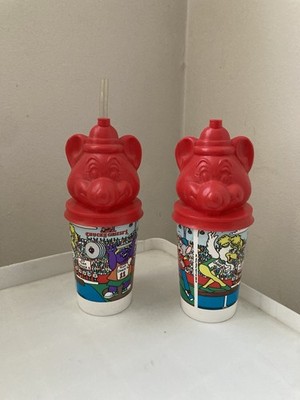 Chuck E. Cheese s Vtg 1995 1990s Head Cups Pair Of 2 Used