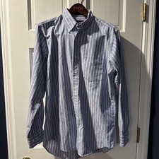Ralph Lauren Button down dress shirt Men 16 Blue Striped USA Made Chaps Collab