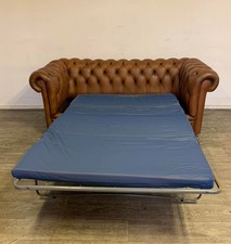 Chesterfield 3 Seater Metal Action Sofa Bed In Antique Tan  Leather