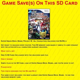 Super Smash Bros. Brawl Project M Nintendo Wii SD Memory Card 100% UNLOCKED