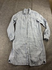 J Jill Women’s S Tall 100% Linen Pockets Button Down Shirt Dress Striped Boho