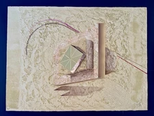 ⭕️ LUIS MAZORRA ETCHING COLLAGE 18/125 ARCHES FRANCE ABSTRACT MODERN ART 1988