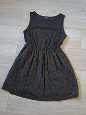 Rage Black & Gold Floral Stretch Lace Flared Dress Occasion Party Evening UK14
