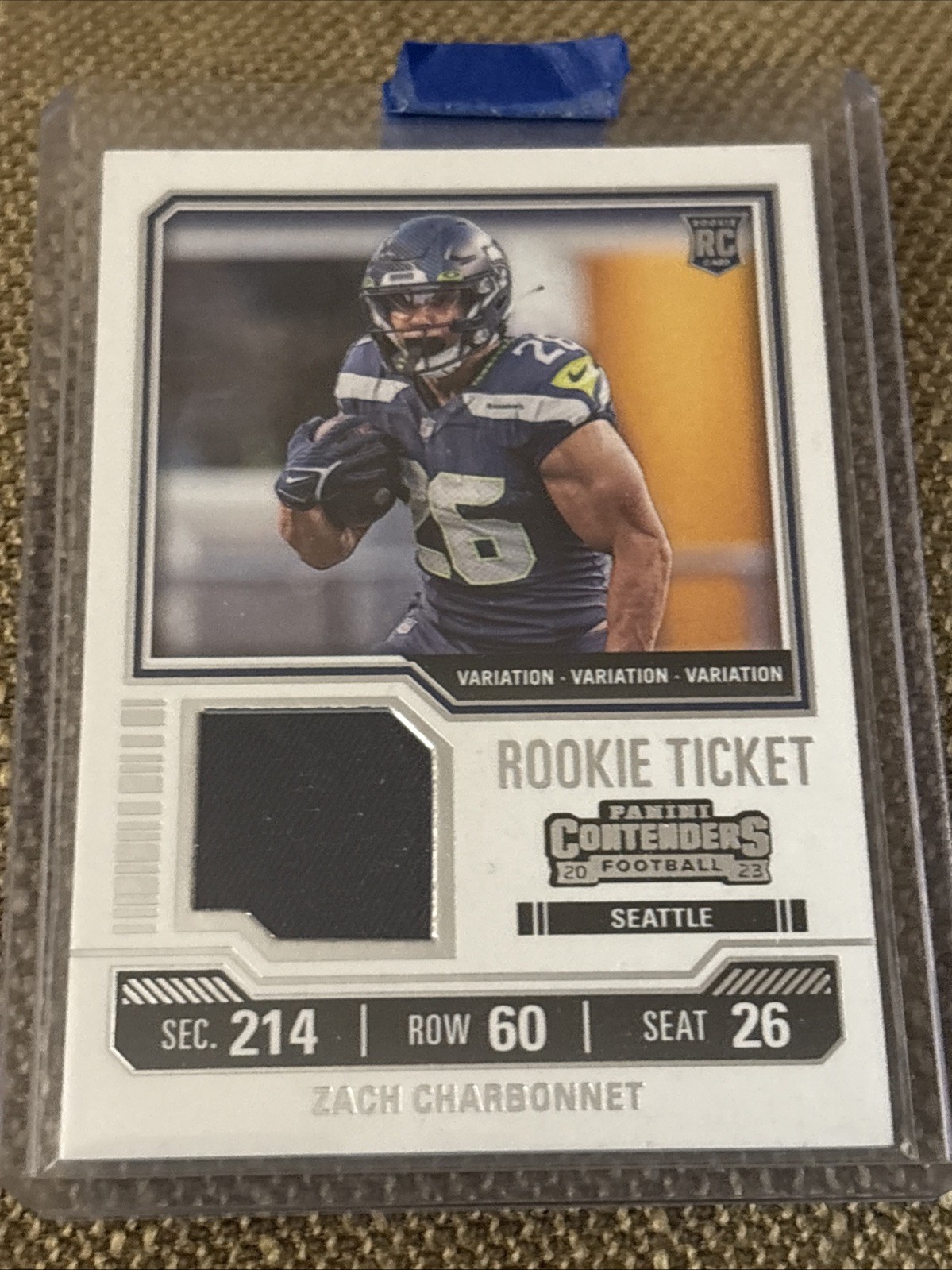 2023 Panini Contenders- Rookie Ticket Swatches Zach Charbonnet #TS38V Variations