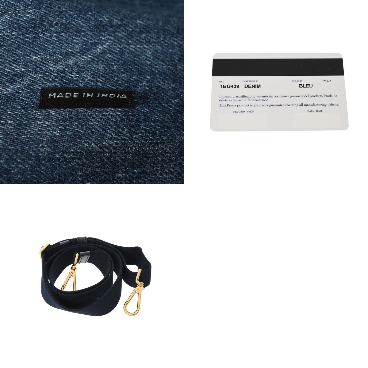 PRADA Canapa Mini Blue 1BG439 Ladies Denim Handbag AB Rank Used  from japan thumbnail 10