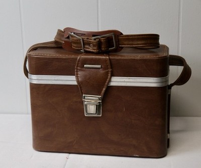 Vintage Camera Bag Leather With Carry Strap / Shoulder Bag - Burgundy Interior
