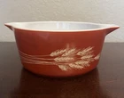 Vintage Pyrex Rust Autumn Harvest Wheat Casserole Dish NO lid #475-B 2.5L EUC