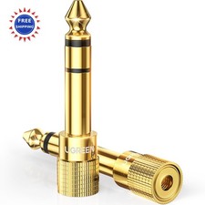 2 Pack 35mm 5mm Stereo Headphone Adapter Audio Jack Plug UGREEN 6.35mm Male