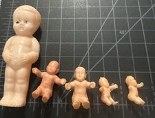 Lot Of 5 Vintage Dolls Celluloid Plastic Vinyl Baby Miniatures MISC Sizes Read