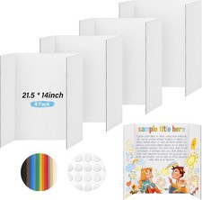 4 Pcs Trifold Poster Board 21.5x14 White Presentation Display School Project