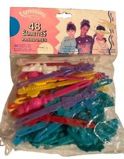 Vtg New 48 Hair Barrettes 90s Snap Tight Clip Horse Music Dino Bird Candy Rainbo