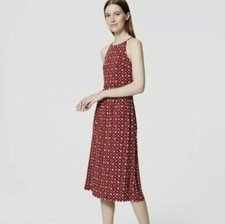 LOFT Ann Taylor Brick Red Sleeveless Midi Dress Size Small