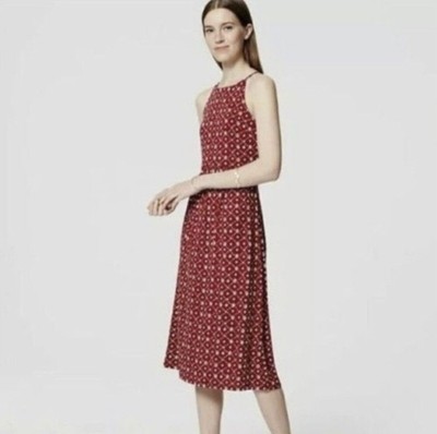 LOFT Ann Taylor Brick Red Sleeveless Midi Dress Size Small