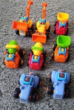 8 Yiosion Huile Friction Powered Cars Push & Go Trucks Construction Vehicles Toy