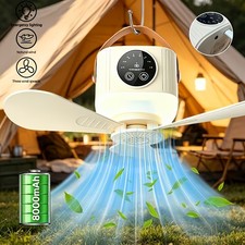Portable Ceiling Fan Features a 8000Mah Battery for Extended Use, Night Light