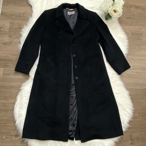 Jaeger Womens Uk 14 Angora Boyfriend Overcoat Black Super Soft