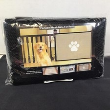 Portable Mesh Stair Gate For Pets Black With Paw Art 43  x31  New