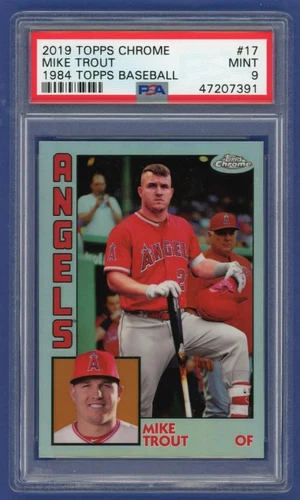 2019 Topps Chrome 1984 #17 MIKE TROUT - 350 HRs, 3 MVP - LA Angels PSA 9 MINT