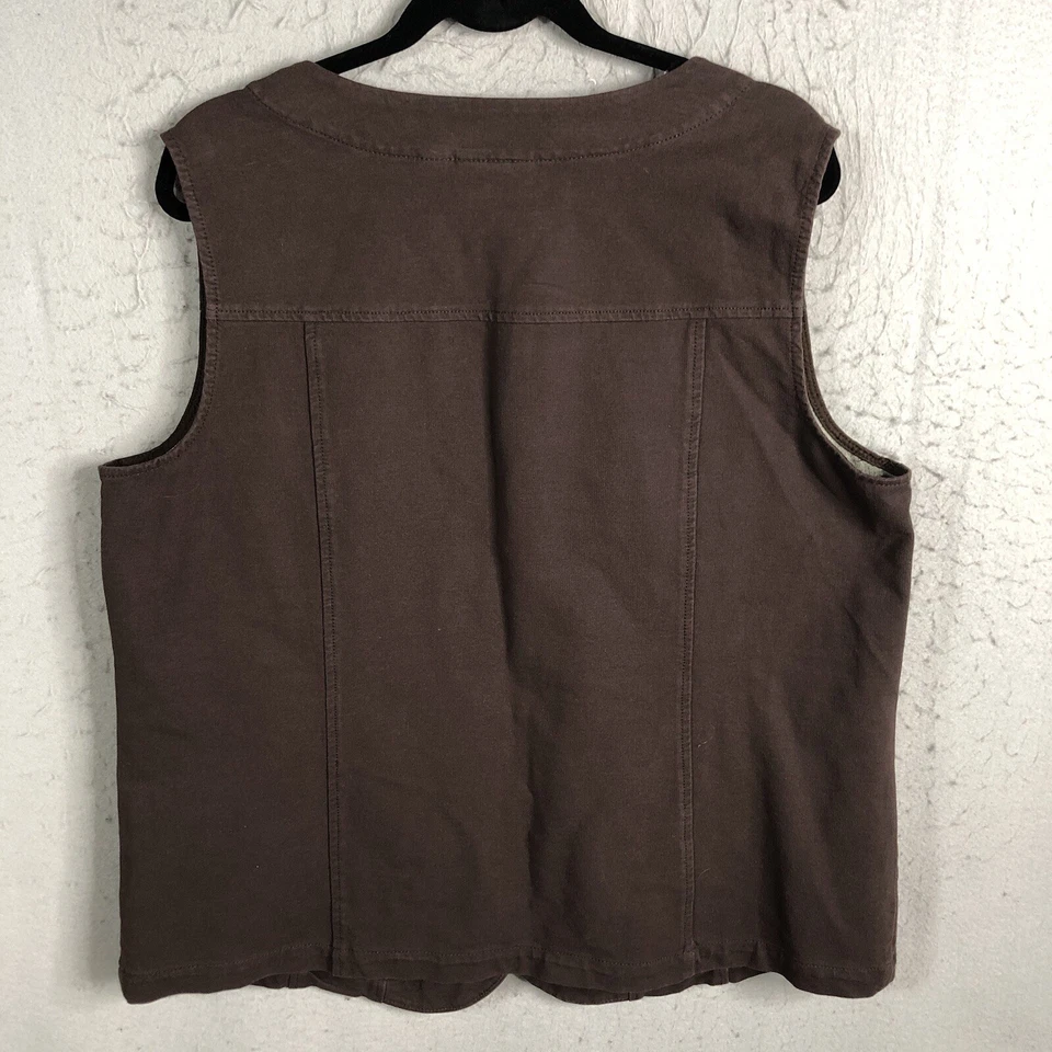 Quacker Factory Vest Womens 1X Plus Size Brown Sparkle Denim Stretch Western - Image 3 of 4