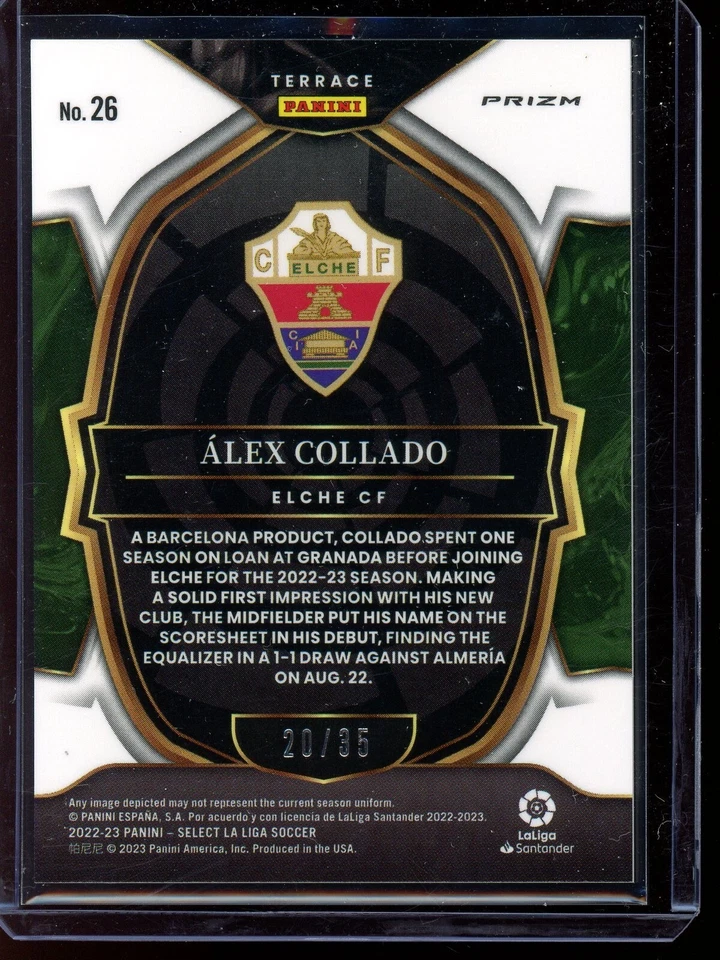 2022-23 Panini Select La Liga Alex Collado #26 Terrace Tie-Dye Prizm 20/35 - Image 2 of 2