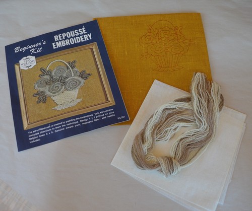 Elsa Williams NeedleArt Beginner Repousse Embroidery Kit KC391 Flowers in Basket - Picture 4 of 8