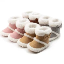 Baby Girls Boys Newborn Toddler Soft Shoes Warm Ankle Boots Fur Lined Winter US