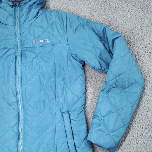 Columbia Jacket Womens Small Blue Faux Fur Lined Quilted Copper Crest Hooded - Picture 19 of 21
