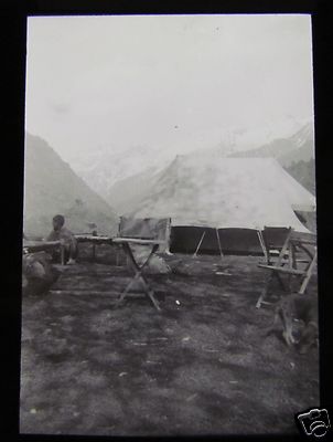 Glas Magic Laterne Dia ERFORSCHERLAGER WOHL SIND VALLEY KASCHMIR UM 1910